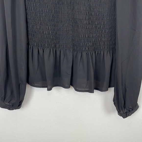 Leyden top women size M long sleeve textured jewel neck peplum elastic bodice - Picture 5 of 8